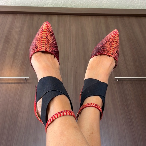 Luichiny snake skin /reddish pattern platform heel - Picture 5 of 8